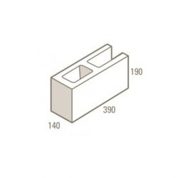 Besser Block Open End 390 x 190 x 140 Masonry Concrete Grey Block