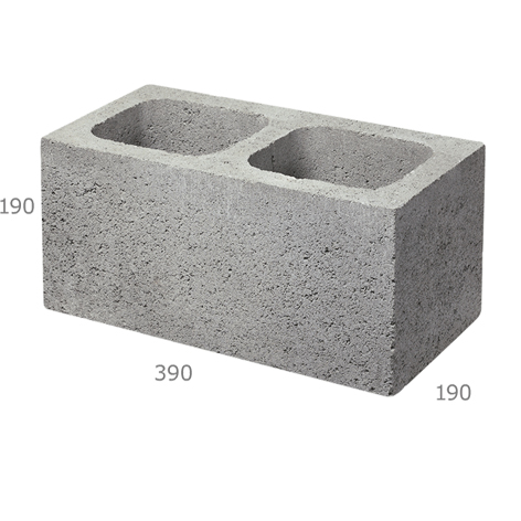 Besser Block Full 390 x 190 x 190 Masonry Concrete Hollow Grey Block