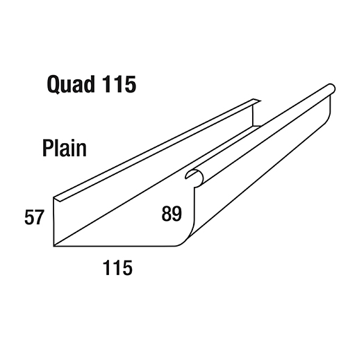 Quad Gutter 115 Hi Front Zinc