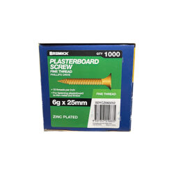 Plasterboard Screw 6g x 25mm Zinc Plated Screws Box of 1000