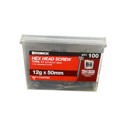 Hex Head Screw 12 x 50mm B8 Coating Timber Screws Box of 100