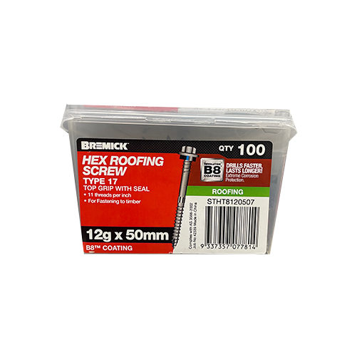 Hex Head Roofing Screw 12 x 50mm with B8 Coating