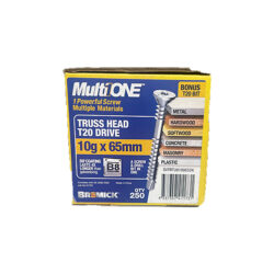 Multi Screw 10g x 65mm Truss Head B8 Coating Box of 250 MultiONE