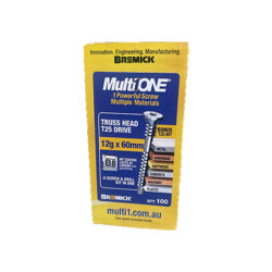 Multi Screw 12g x 60mm Truss Head B8 Coating Box of 100 MultiONE