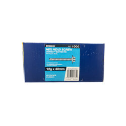 Hex Head Screw 12g x 40mm Gal Metal Screws Box of 1000