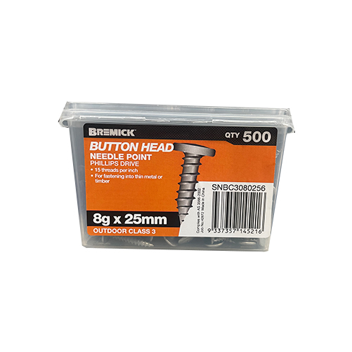 Button Head Screw 8g x 25mm Gal Timber Screws Box of 500